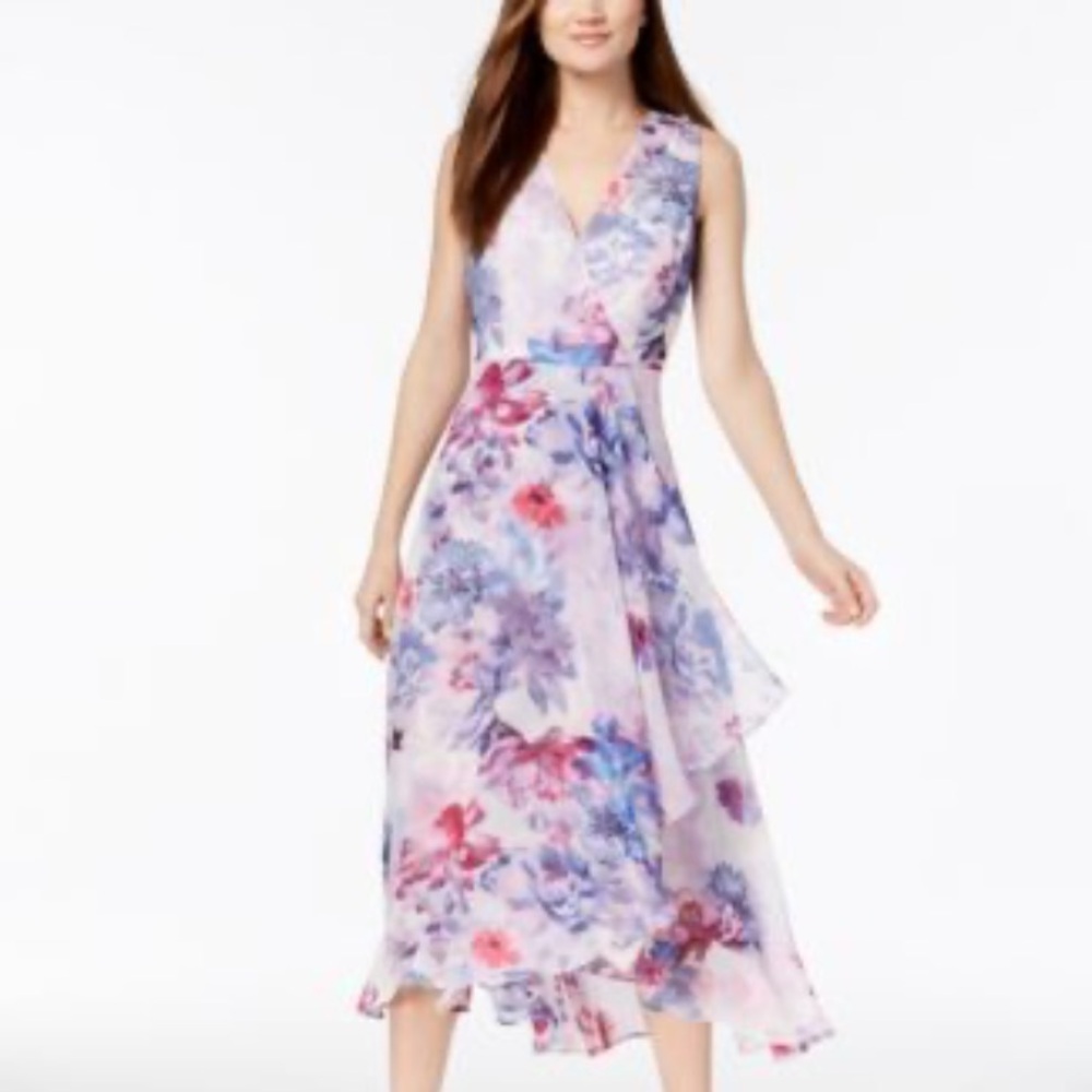 Calvin Klein Floral High Low Dress - Multicolor
